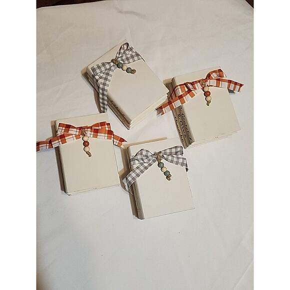 Set of 4 Stacked Faux Book Farmhouse Fall Decor Ribbon Wrapped Beads 5.75x4x3" - Picture 1 of 7
